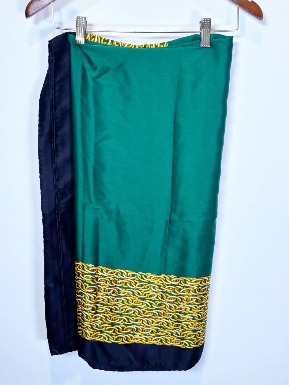 Paloma Picasso Silk Square Gold Chain Scarf